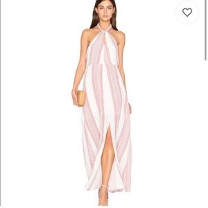 Line + Dot Agathe Twisted White Stripe Red Halter Maxi Dress Size XSmall